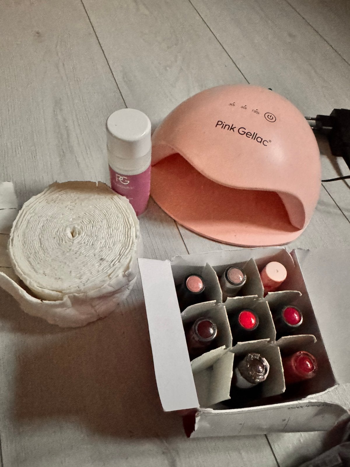 Pink gellac set, Ophalen, Zo goed als nieuw, Overige kleuren, Handen en Nagels