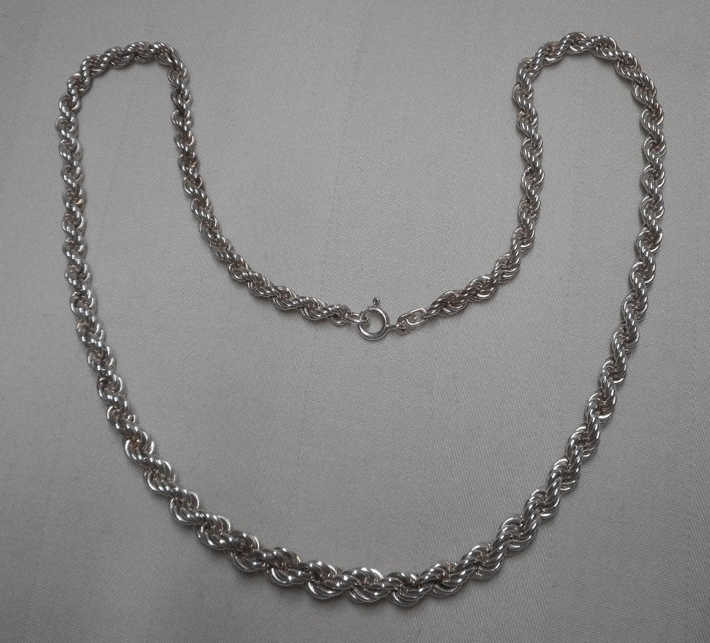 Zilveren Rope (koord) collier ketting nr.113, Verzenden, Zo goed als nieuw, Zilver, Zilver