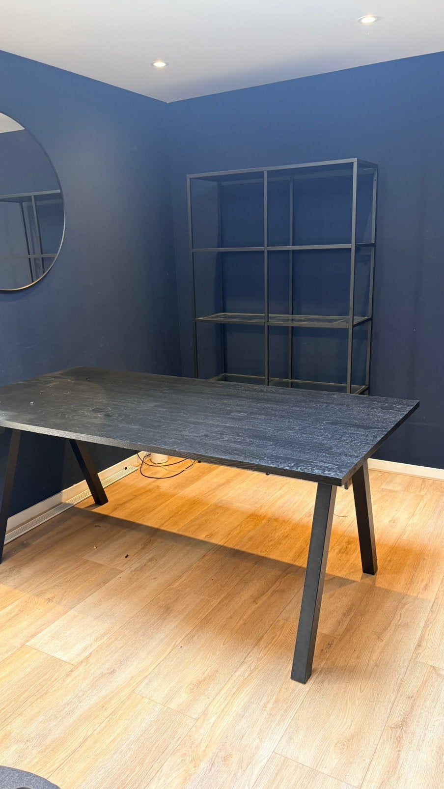 Eettafel / bureau zwart hout, Ophalen, Strak, Gebruikt, 50 tot 100 cm