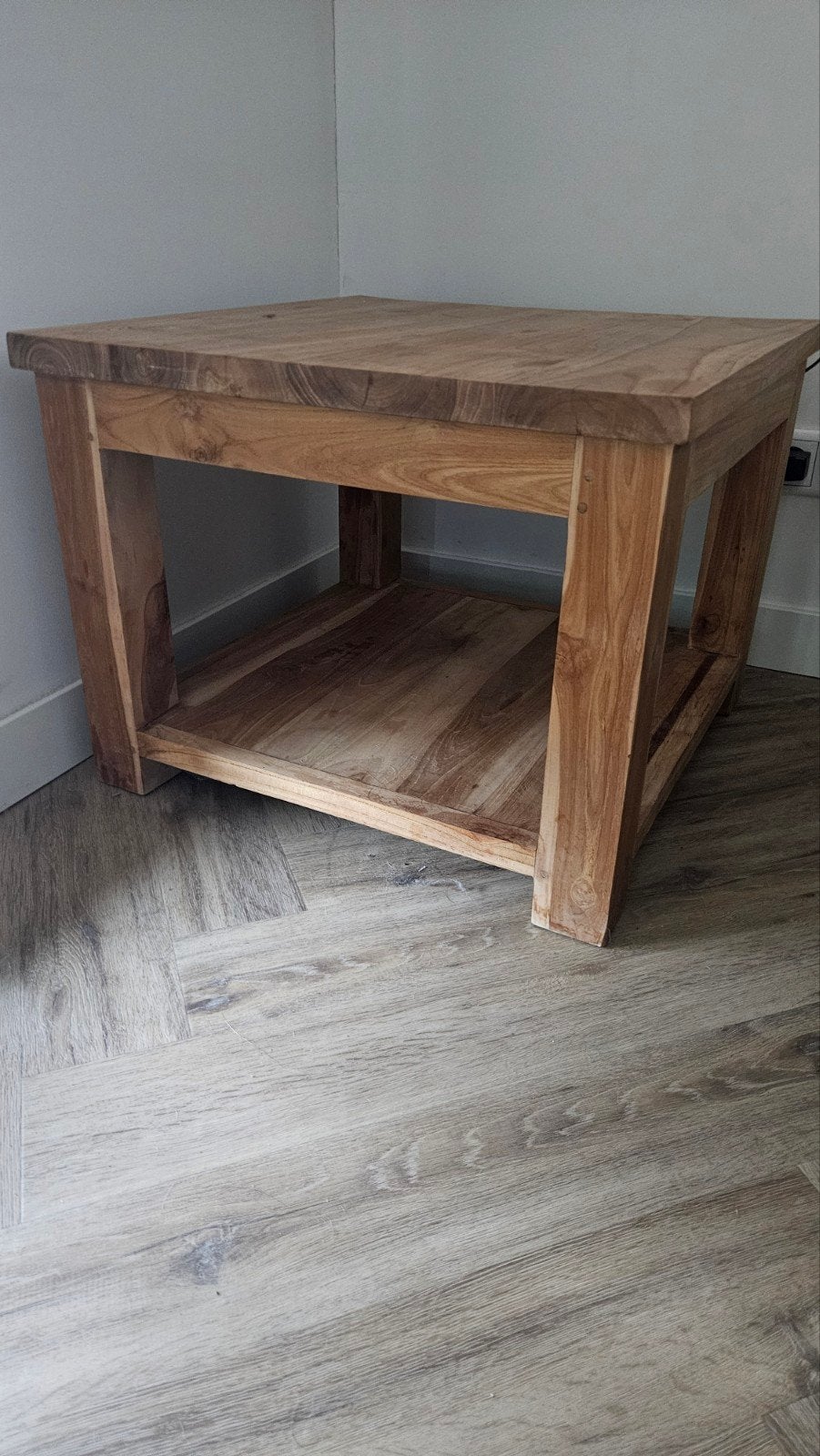 Teak houten tafel, Ophalen, 50 tot 100 cm, Teakhout, Zo goed als nieuw