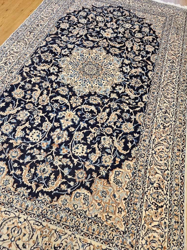 Vintage handgeknoopt perzisch tapijt nain 6la 250x147, Info@SlatsAntiek.nl, Tweedehands, 100 tot 150 cm, Perzisch