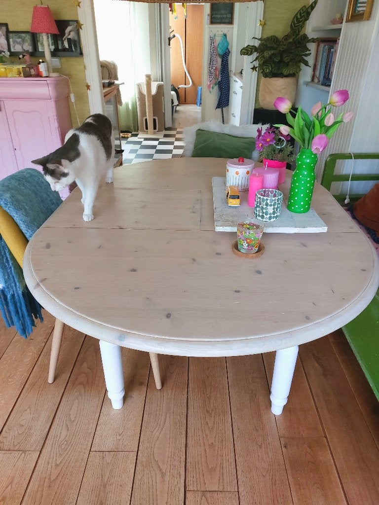 Eettafel, Huis en Inrichting, Ophalen, Gebruikt, 100 tot 150 cm, Grenen Brocante Landelijk Scandinavië Vintage