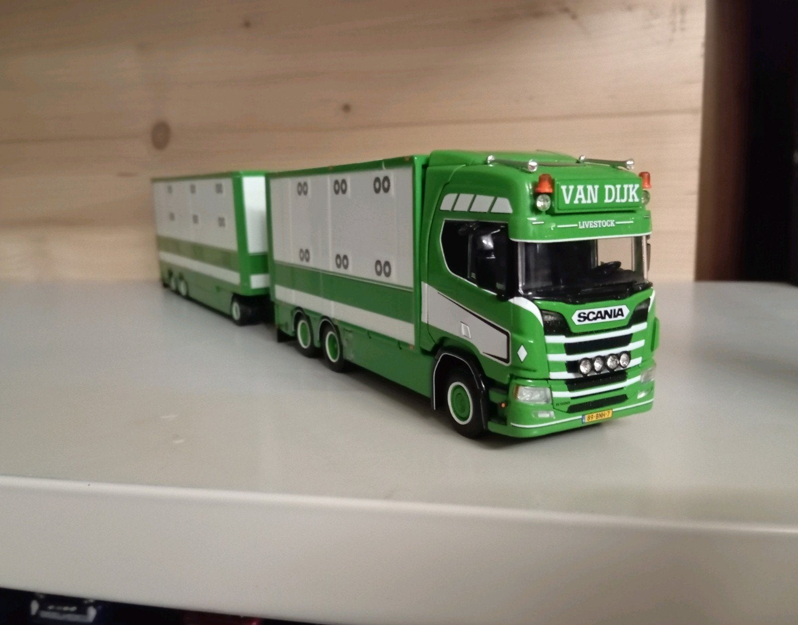 Scania R Van Dijk combinatie WSI, Hobby en Vrije tijd, Modelauto's | 1:50, Ophalen of Verzenden, Nieuw, Bus of Vrachtwagen, Wsi