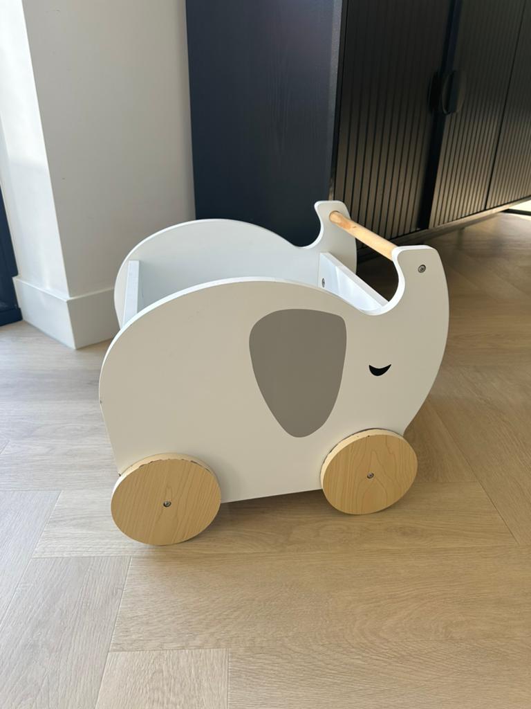 Houten Olifant Loopwagen / Speelgoedkar, Kinderen en Baby's, Speelgoed | Houten speelgoed, Ophalen, Gebruikt, Duw- of Trekspeelgoed
