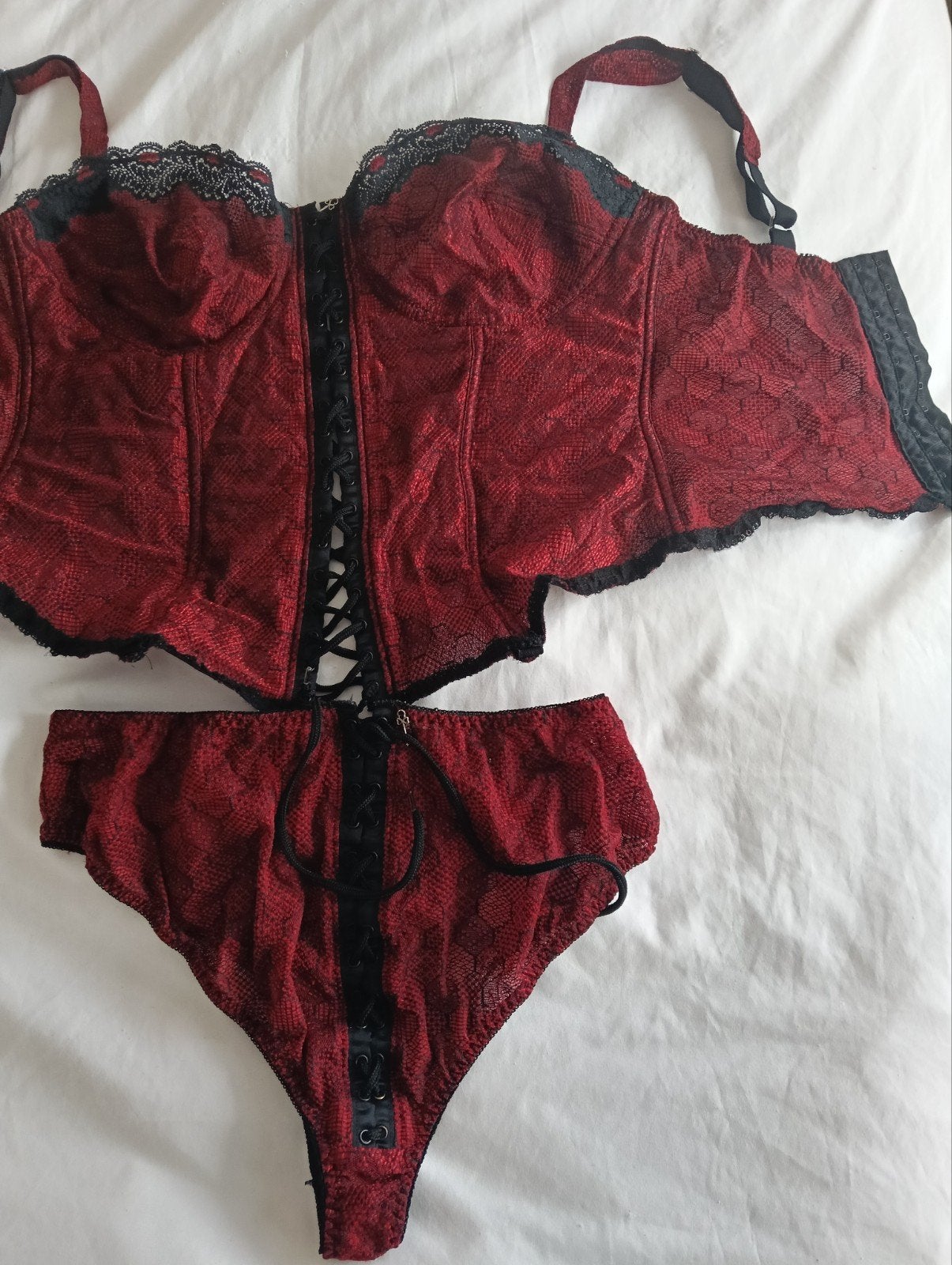 luxe lingerie D Cup 100 euro, Ophalen, Rood, Setje