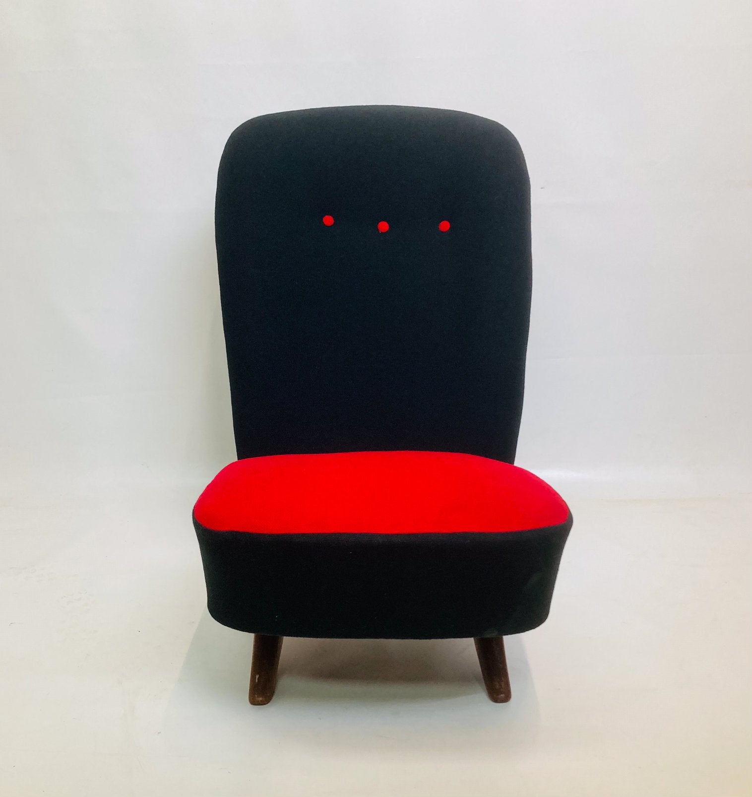 Artifort/ Theo Ruth jr 50 Congo chair rood zwart DutchDesign, Ophalen, 75 tot 100 cm, Zo goed als nieuw, Stof