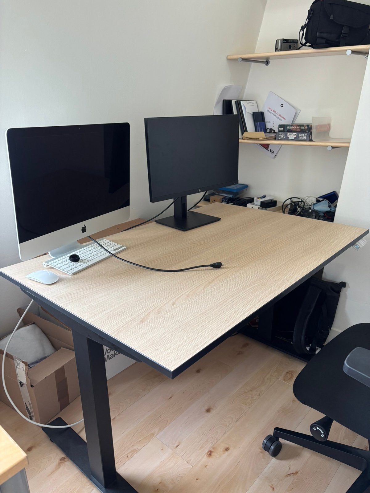 Elektrisch zit sta breau / electric adjustable desk 120x80cm, Ophalen, Zit-sta bureau, 120 cm, Zo goed als nieuw