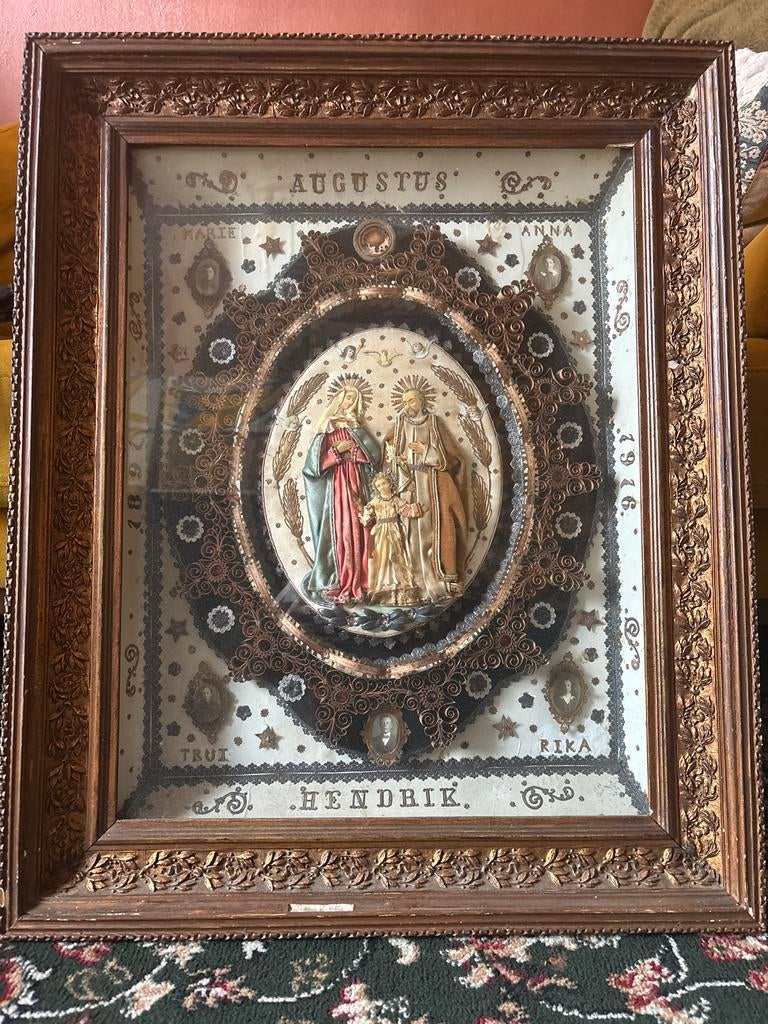 Religieus tafereel, handgemaakt in klooster, Ophalen of Verzenden