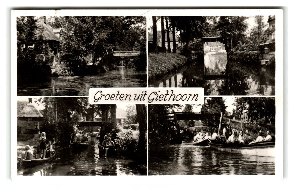 Giethoorn, Groeten uit Giethoorn, Ophalen of Verzenden, 1940 tot 1960, Gelopen, Overijssel