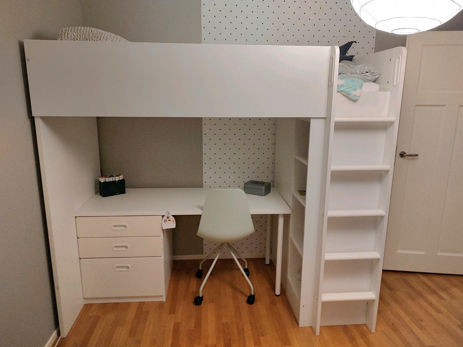 IKEA Smastad hoogslaper met bureau, Ophalen, 85 tot 100 cm, Gebruikt, Lattenbodem