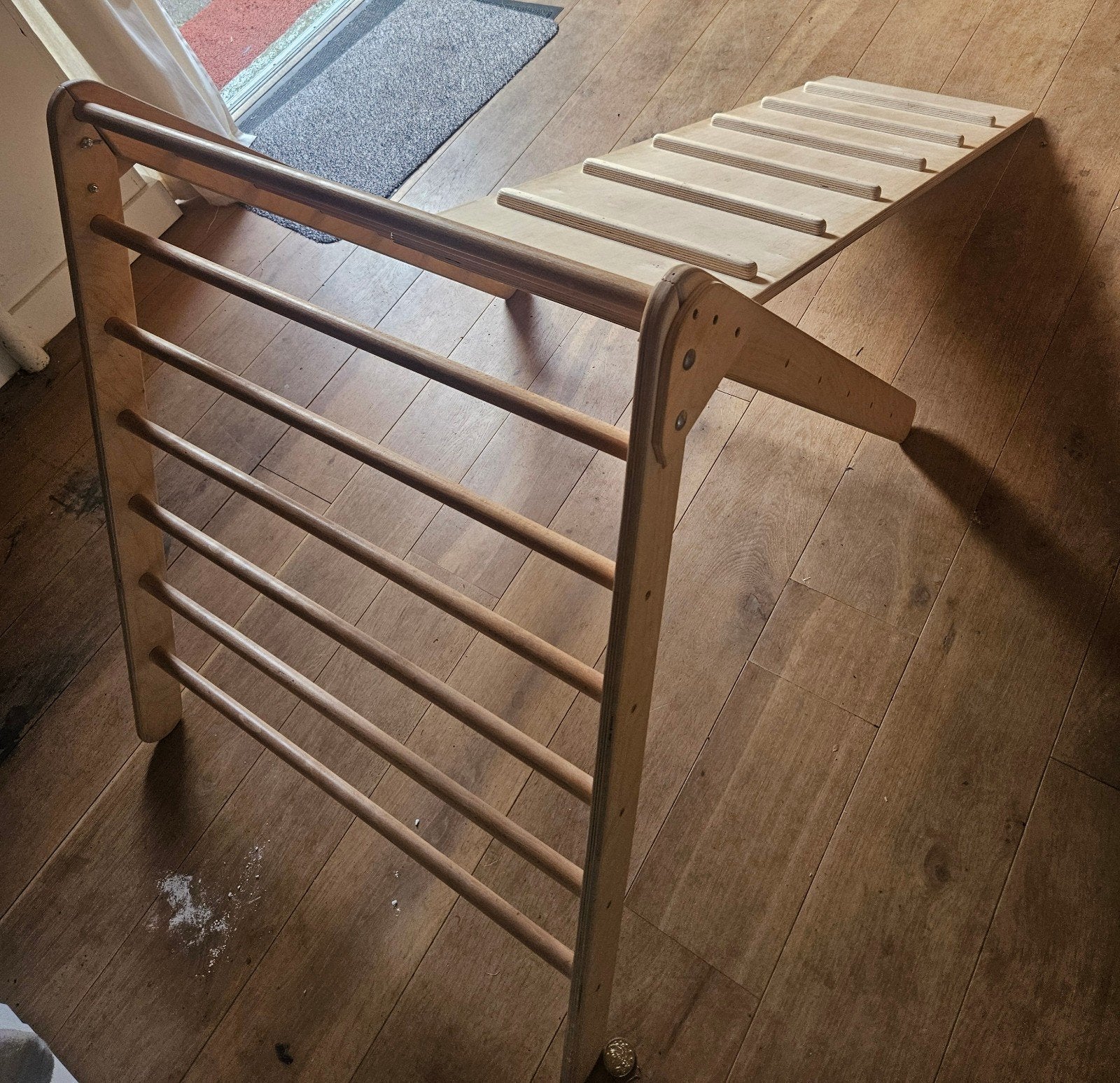 Pikler houten klimrek inklapbaar met glijbaan/klimplank, Ophalen, Zo goed als nieuw