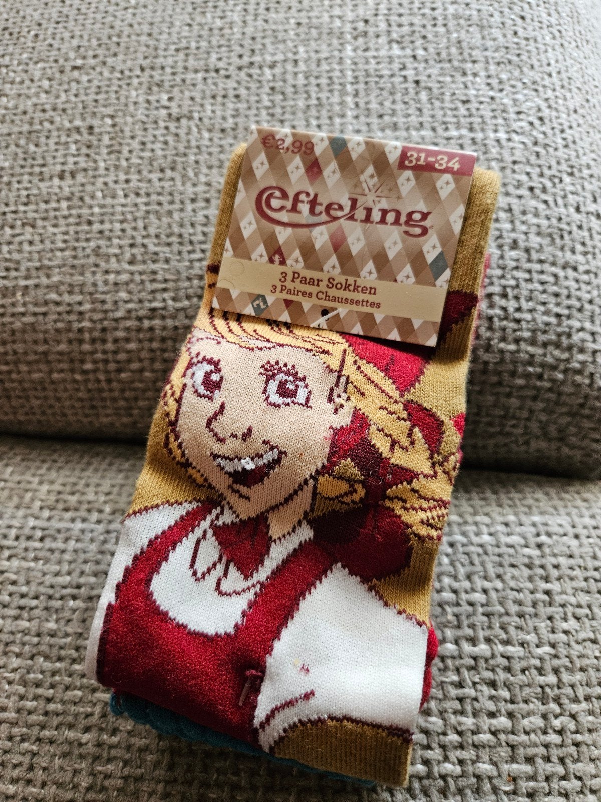 Efteling sokken 3 paar - maat 31-34, Ophalen of Verzenden, Nieuw