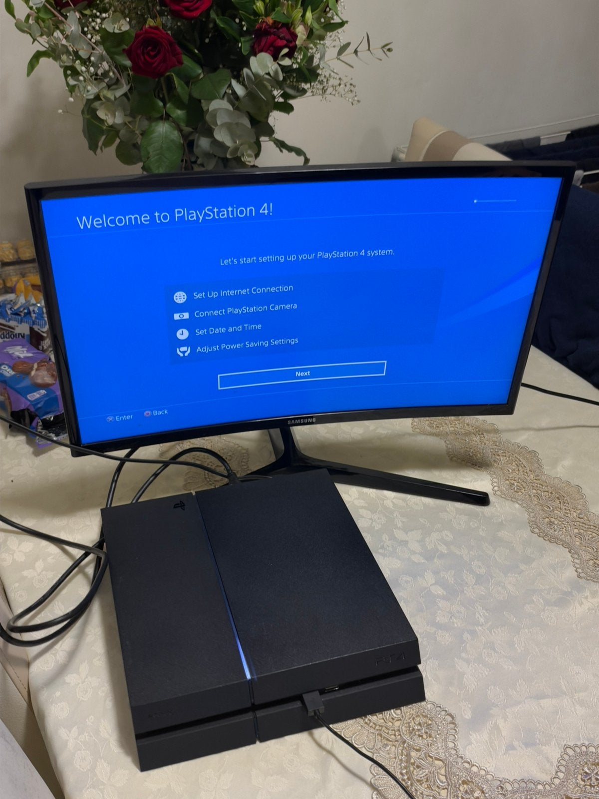 PlayStation 4 Original 500 GB Samsung Curved Gami Monitor24, Ophalen, Zo goed als nieuw, Met 1 controller