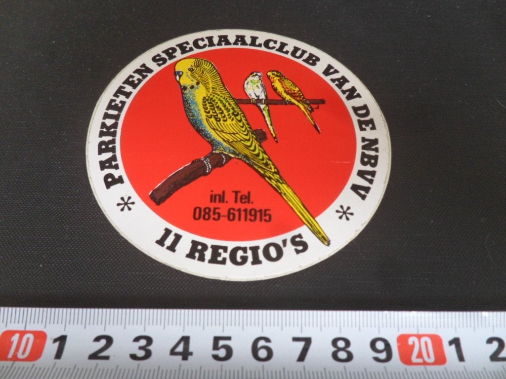 sticker Arnhem Parkieten speciaalclub van de NBVV 11 Regio's, Ophalen of Verzenden, Zo goed als nieuw