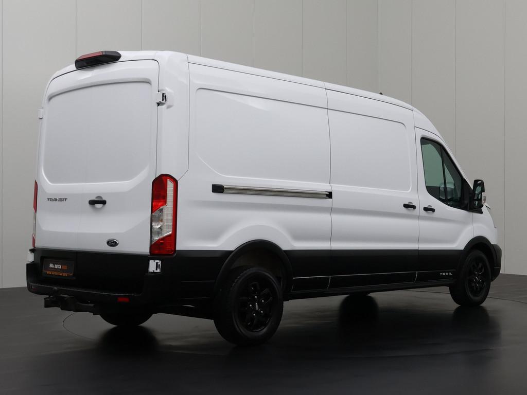 Ford Transit 2.0TDCi 170PK L3H2 Trail | Leder | Navigatie |, Auto's, Bestelauto's, Gebruikt, Zwart, Wit, Leder
