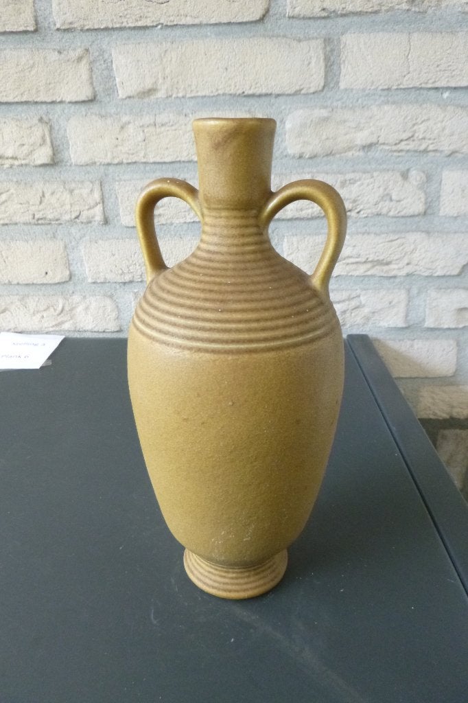 mooie vaas met smalle hals en twee oren, Ophalen of Verzenden, Gebruikt, Overige kleuren, Steen/keramiek