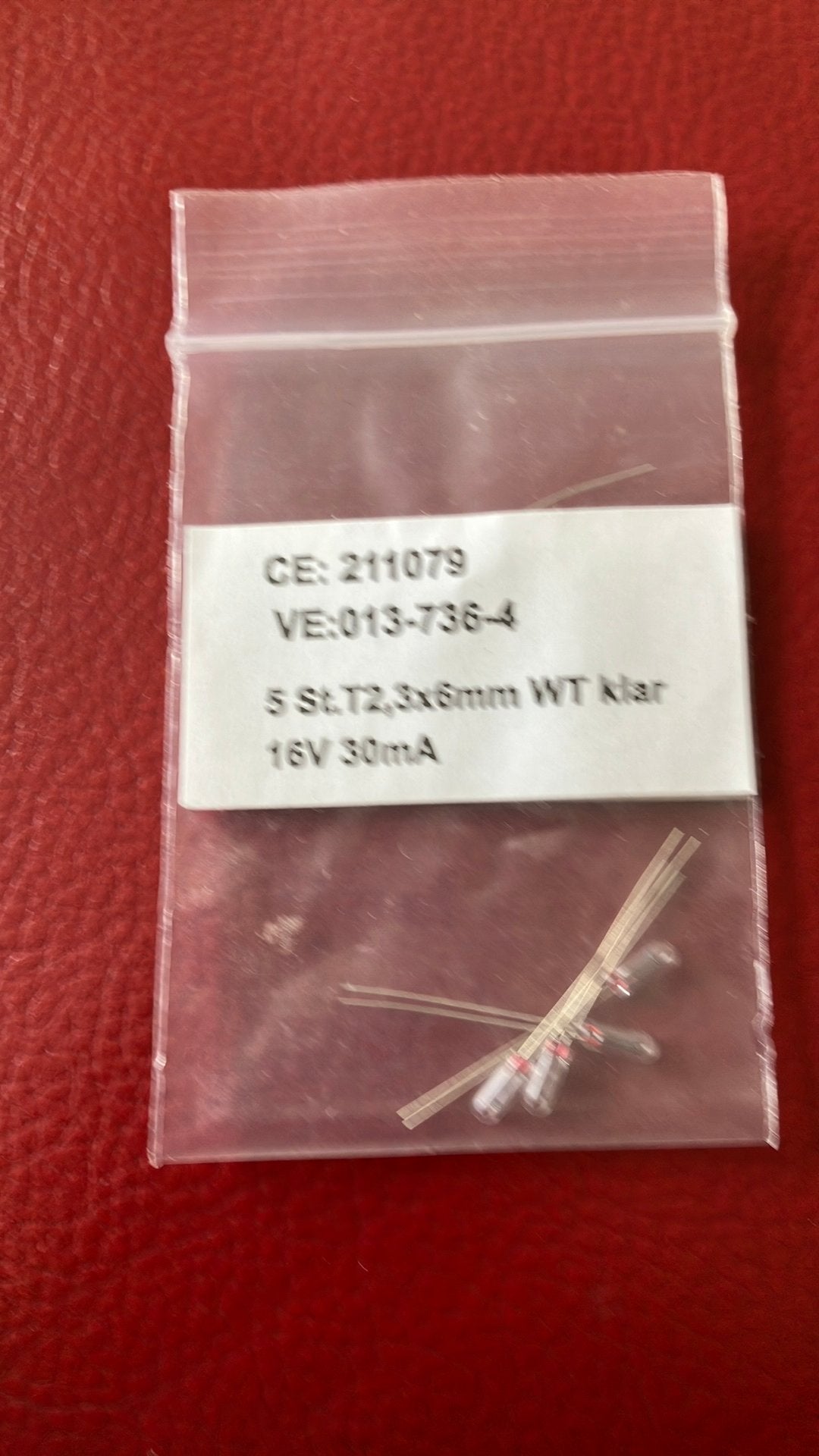 5 stuks nieuwe lampjes ce211079 16v30mA wit, Overige merken, Gelijkstroom of Wisselstroom, Overige typen, Nieuw