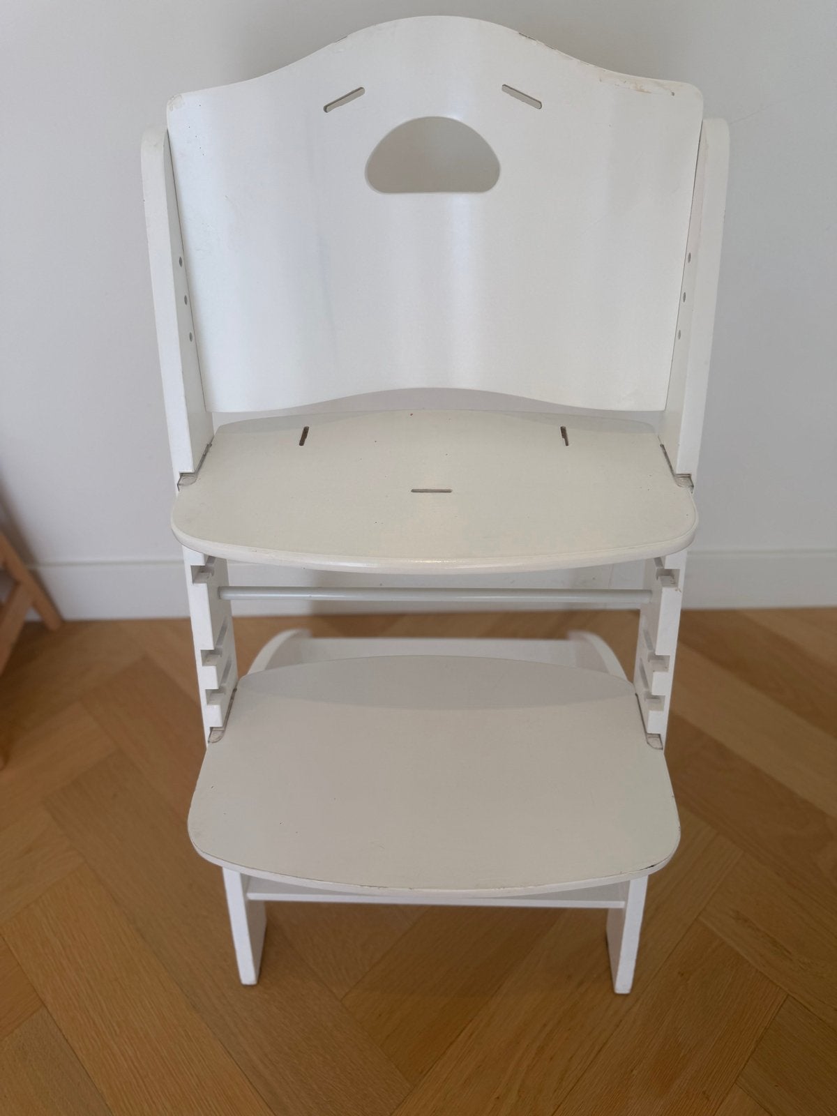 Witte houten meegroeistoel voor kinderen, Ophalen, Gebruikt, Meegroeistoel, Aanschuifbaar