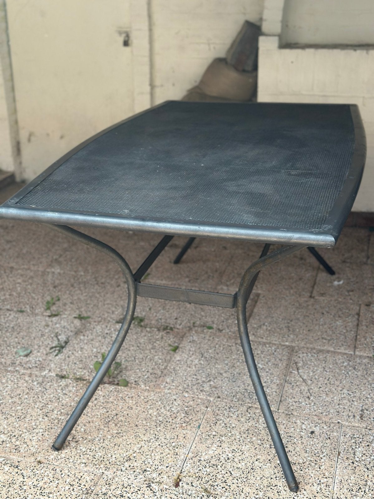 Stevige metalen tuintafel - Gebruikt, Tuin en Terras, Tuintafels, Ophalen, Gebruikt, Rechthoekig, Metaal