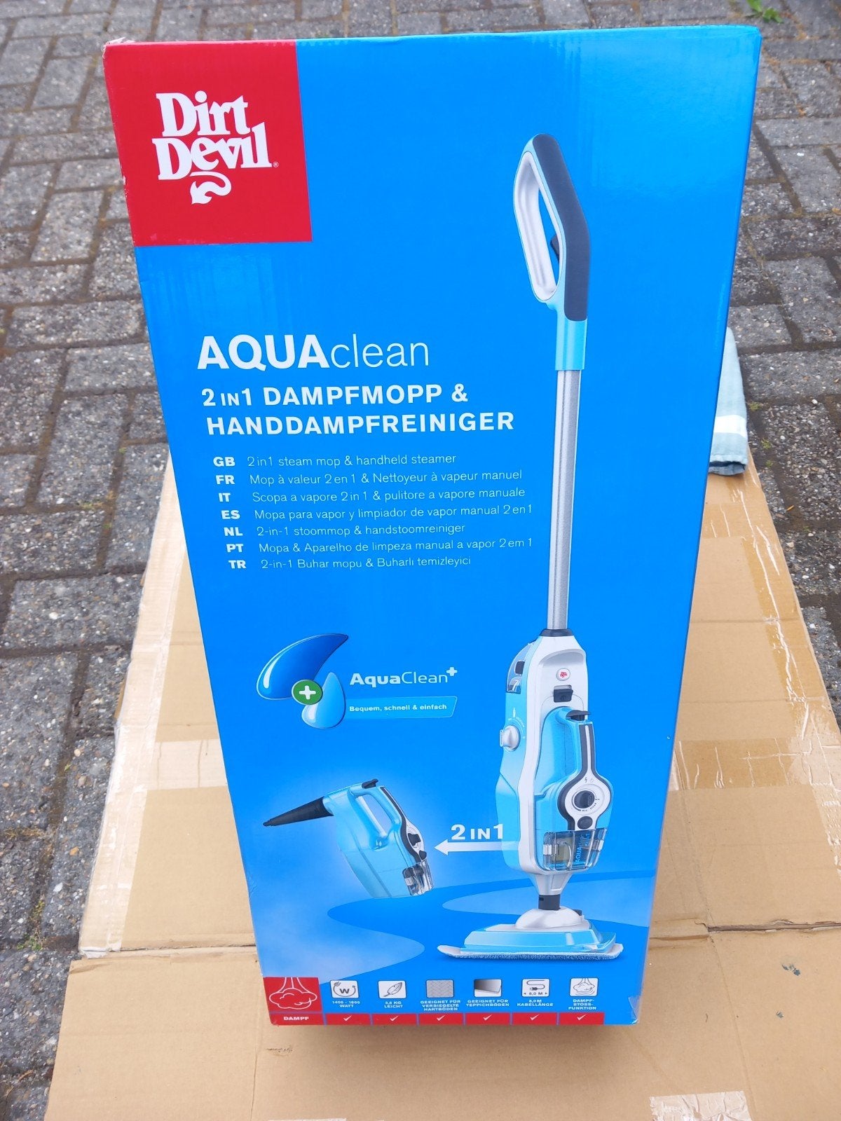Dirt Devil AQUAclean 2-in-1 Stoommop & Handstoomreiniger, Nieuw, Ophalen of Verzenden, Stoomreiniger, Reservoir