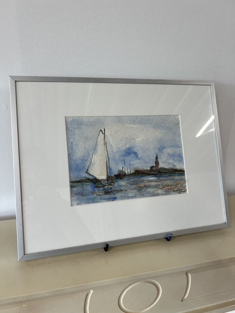 Kavel 106 - Aquarel “Hindeloopen” Marja Wildevuur, Ophalen
