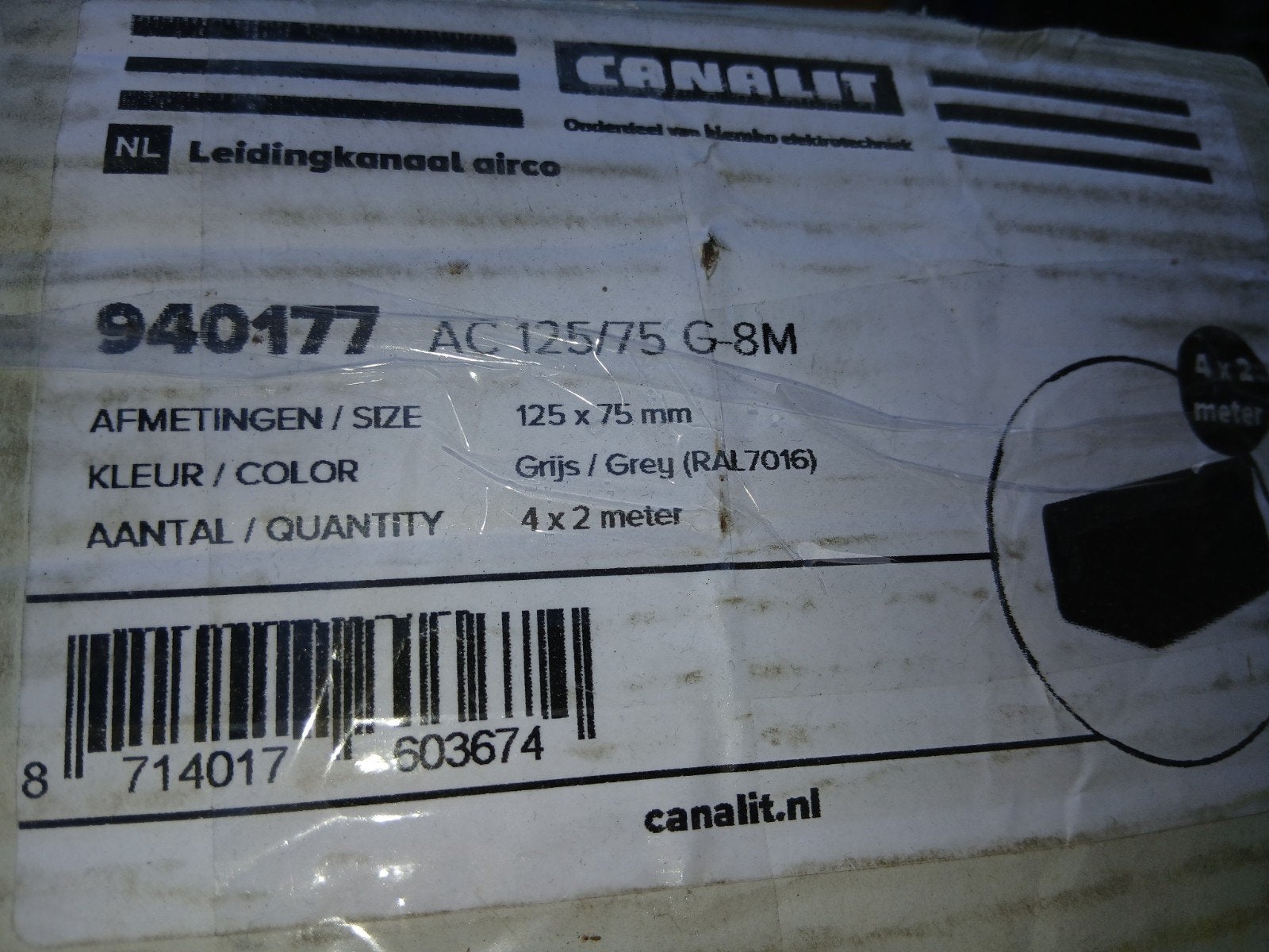 Canalit leidinggoot grijs 125x75 set van 2, Ophalen, Afvoer, Pvc, Nieuw