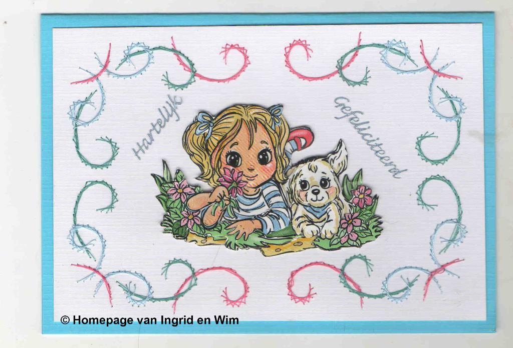 3D Kaart Verjaardag 33  Meisje met hond, Verzenden, Nieuw, Kerst