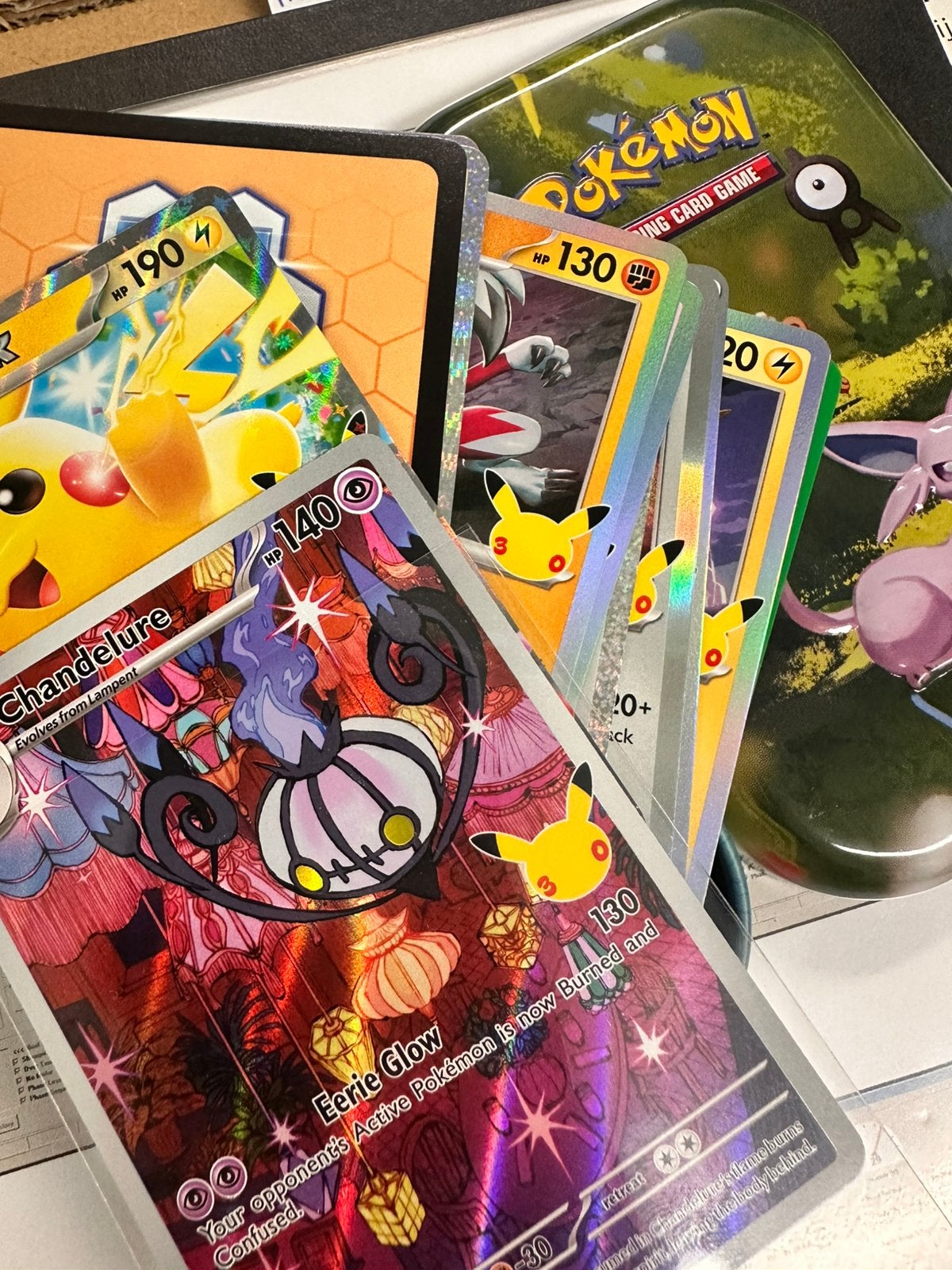 Pokémon 30th Celebration Mini Tin Geopend — Espeon & Meowth, Ophalen of Verzenden, Zo goed als nieuw, Overige typen