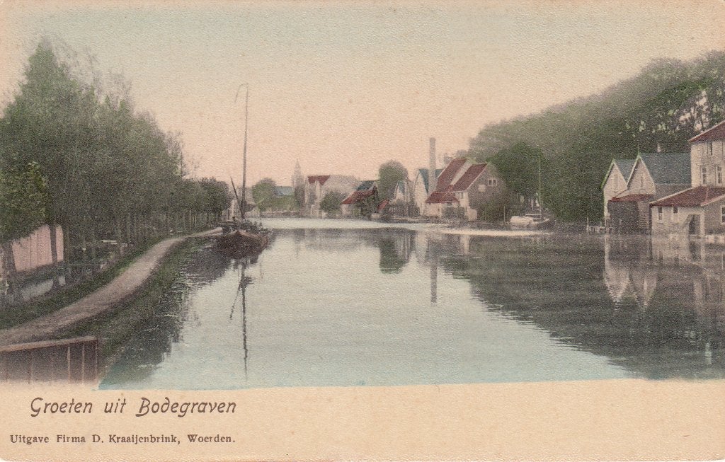 Oude kaart Bodegraven, Verzamelen, Ansichtkaarten | Nederland, Verzenden, Voor 1920, Ongelopen, Zuid-Holland