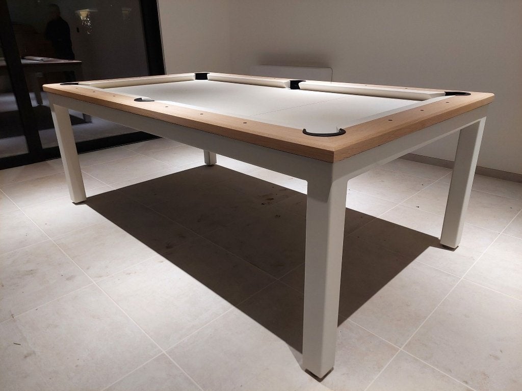Pooltafel Ferro — ultra smal, eik en staal | ’t Clubke, Ophalen, Nieuw, Biljarttafel