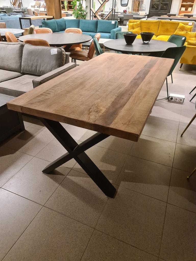 Nieuwe glad teakhouten eettafel 200x100cm kruispoot, Ophalen, Hout, ., Nieuw