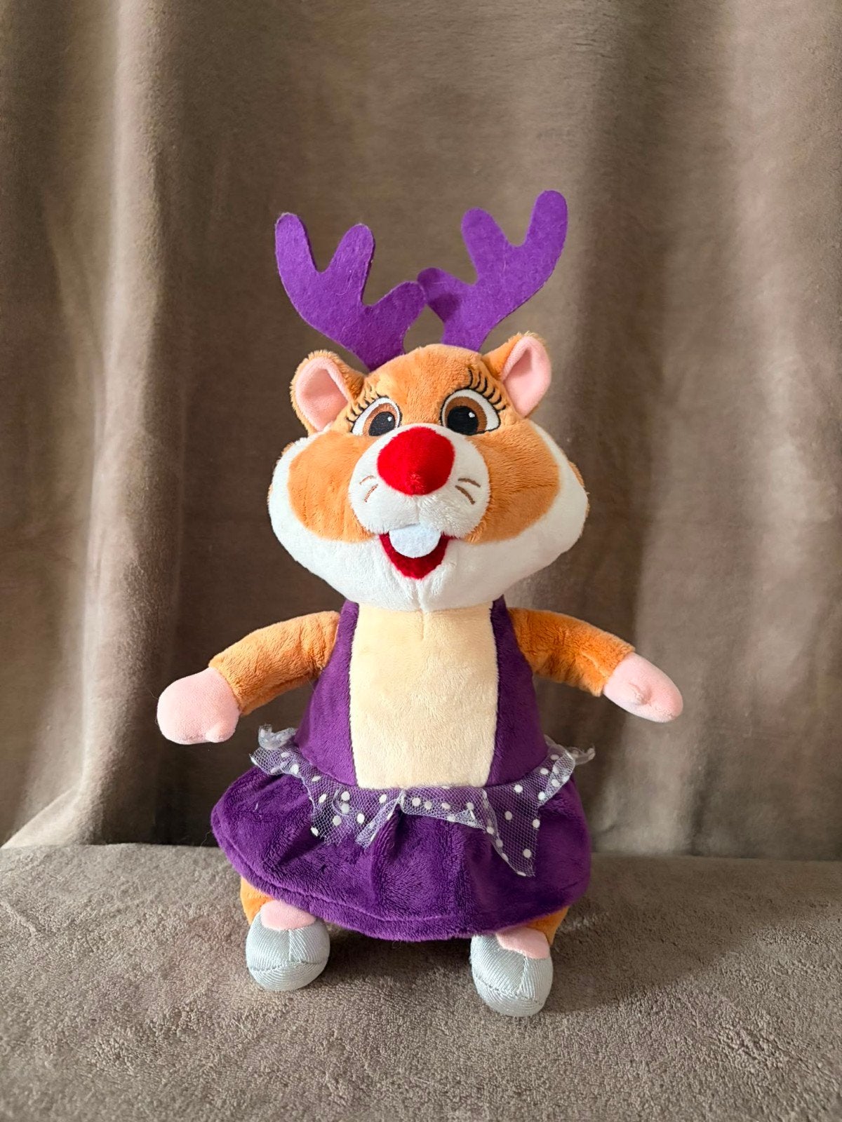 Albert Heijn Hamster Knuffel Rendier Paars Jurkje, Oranje, Hamster, Ophalen of Verzenden, Zo goed als nieuw
