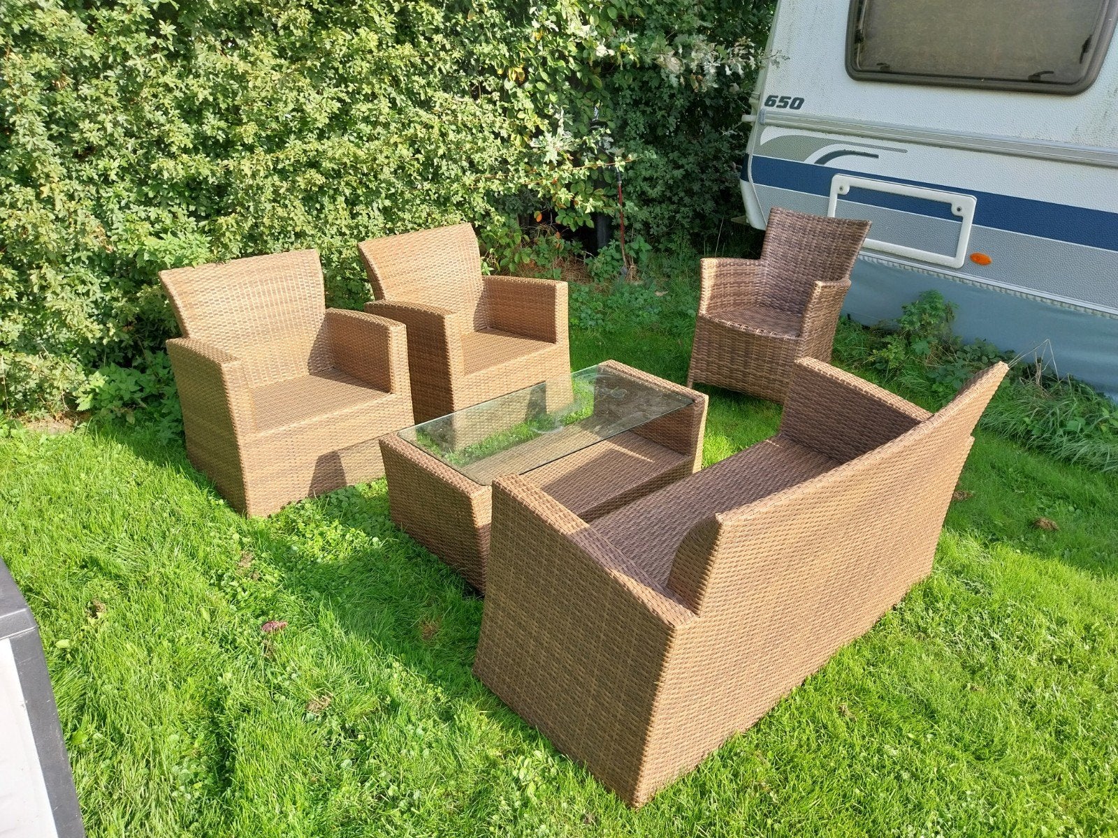 nette  tuinset / lounge set, Ophalen, 5 zitplaatsen, Gebruikt, Rotan