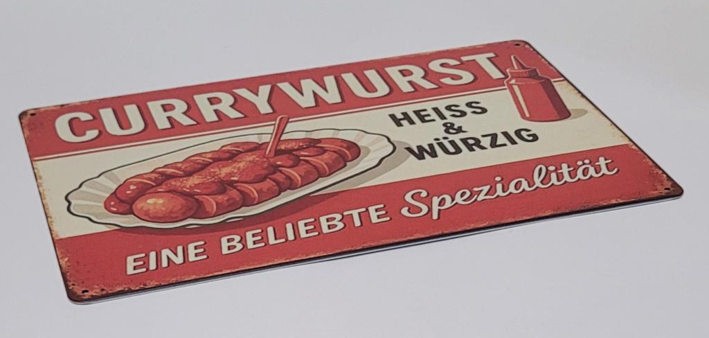 Currywurst Heiss Wurzig reclamebord van metaal wandbord deco, Info@deconoord.nl, Deco Noord, Nieuw, Ophalen of Verzenden