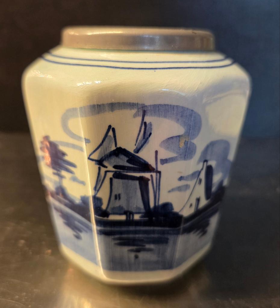 Heinen Delfts Blauw Lepelvaasje - Handgeschilderd, Ophalen of Verzenden