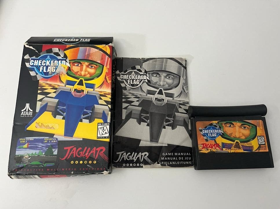 Atari Jaguar Checkered Flag Racegame - Compleet met doos, Spelcomputers en Games, Ophalen of Verzenden, Gebruikt, Racen en Vliegen