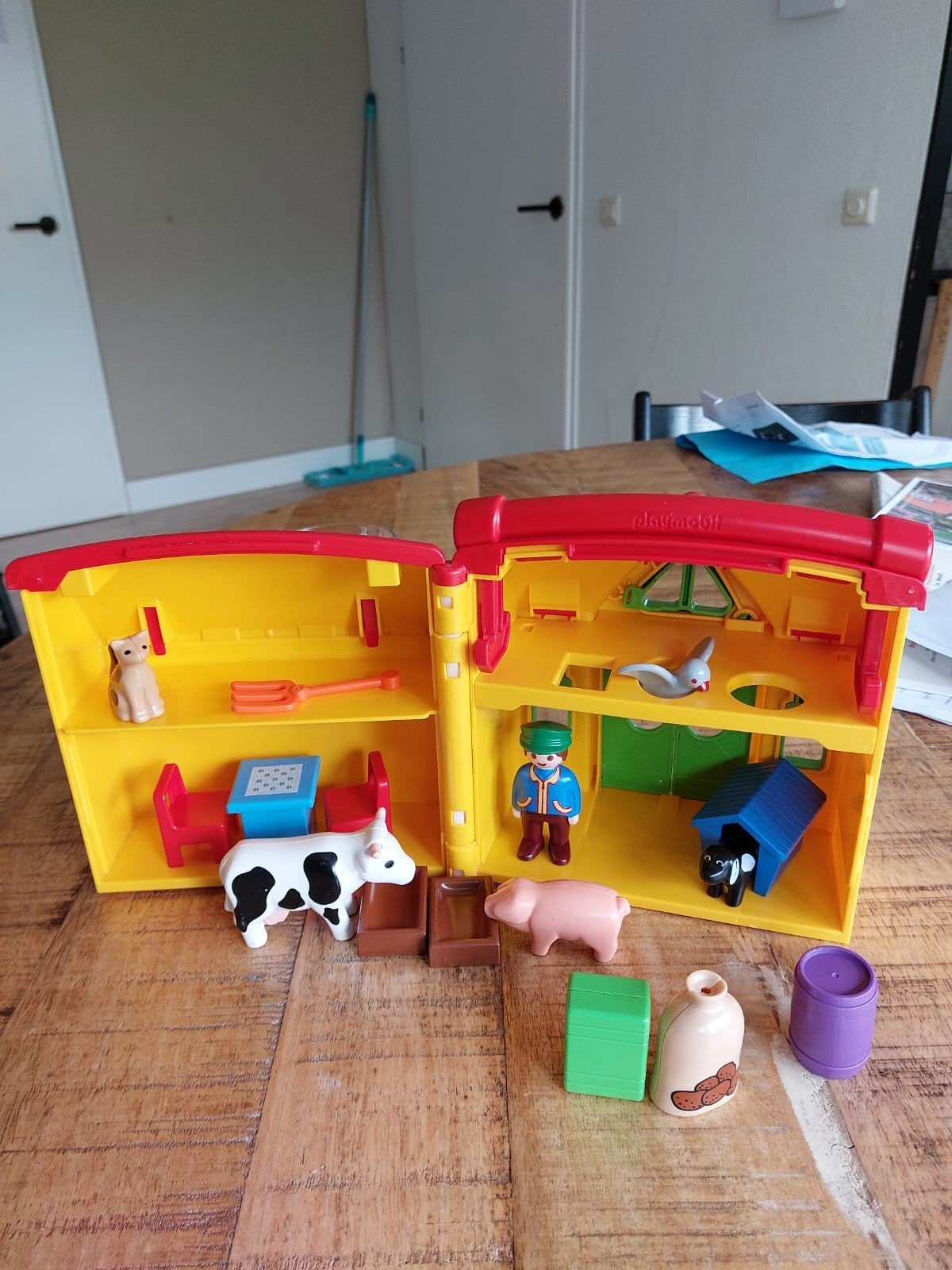 Playmobil 1.2.3 Boerderij met Dieren en Figuur, Gebruikt, Gebouw, Complete set, 1.2.3
