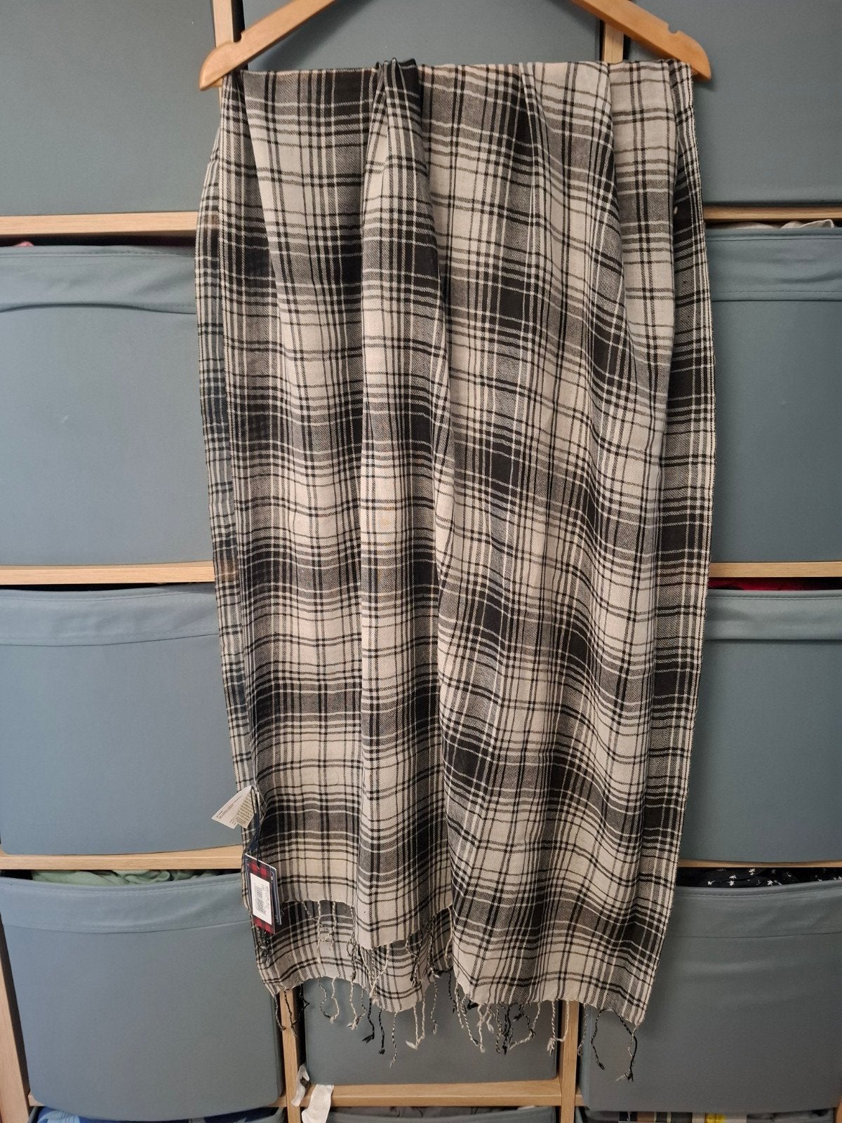 Nieuwe Woolrich Sjaal - Lange Dunne Geruite Sjaal, Woolrich, Ophalen of Verzenden, Nieuw, Sjaal