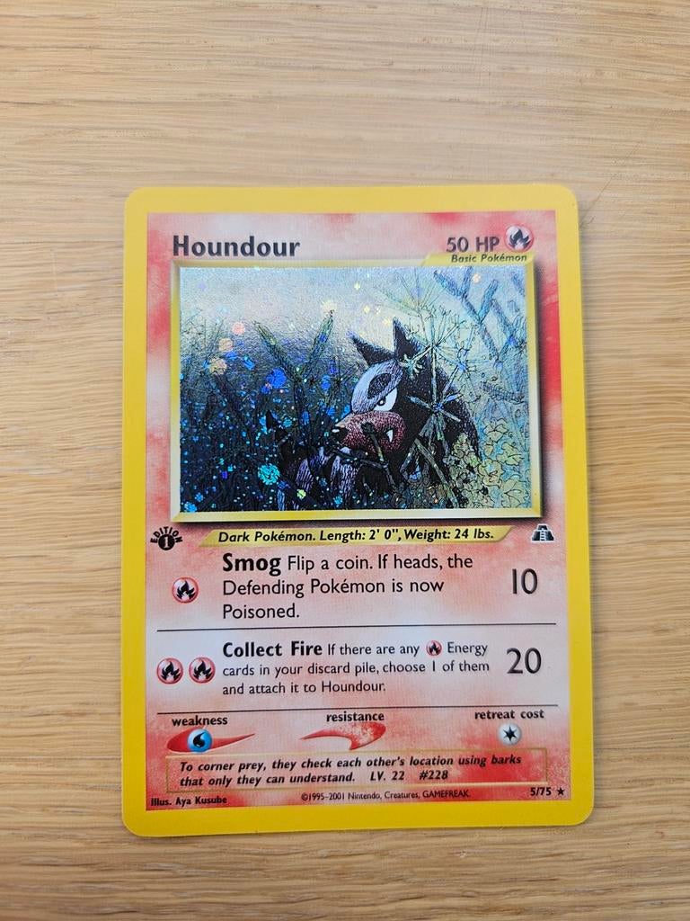 Houndour Holo 1st Edition, Ophalen of Verzenden, Zo goed als nieuw, Losse kaart, Foil
