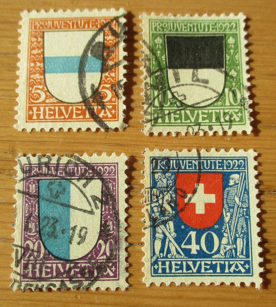 Zwitserland, serie Pro Juventute, Wapenschilden, 1922, Ophalen of Verzenden, Gestempeld