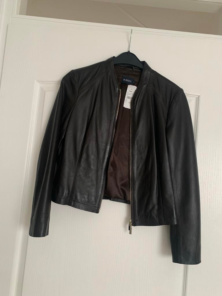 Purdey donkerbruin leren jasje, maat 42 (valt als 40), Kleding | Dames, Ophalen of Verzenden, Nieuw, Maat 38/40 (M), Bruin