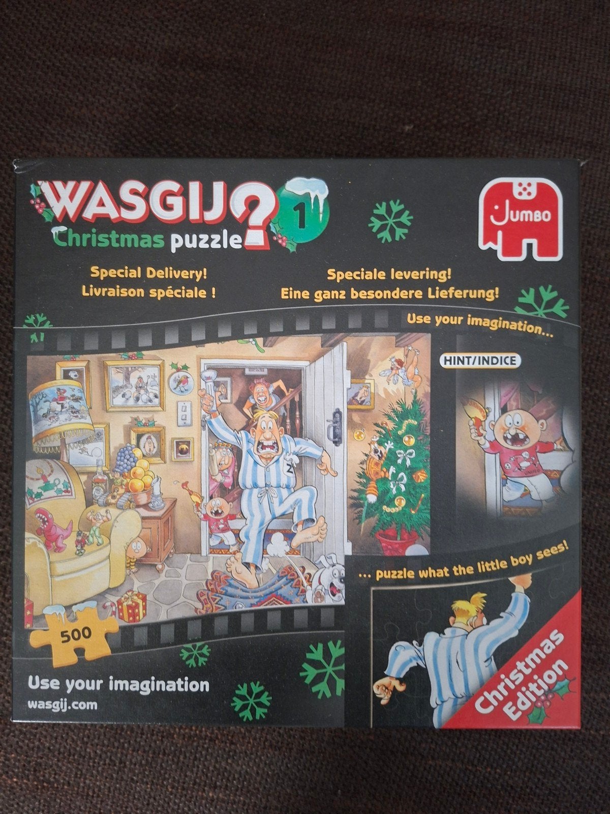 Wasgij Christmas puzzel 500 stukjes - Special Delivery!, Ophalen of Verzenden, Minder dan 500 stukjes, Gebruikt, Legpuzzel
