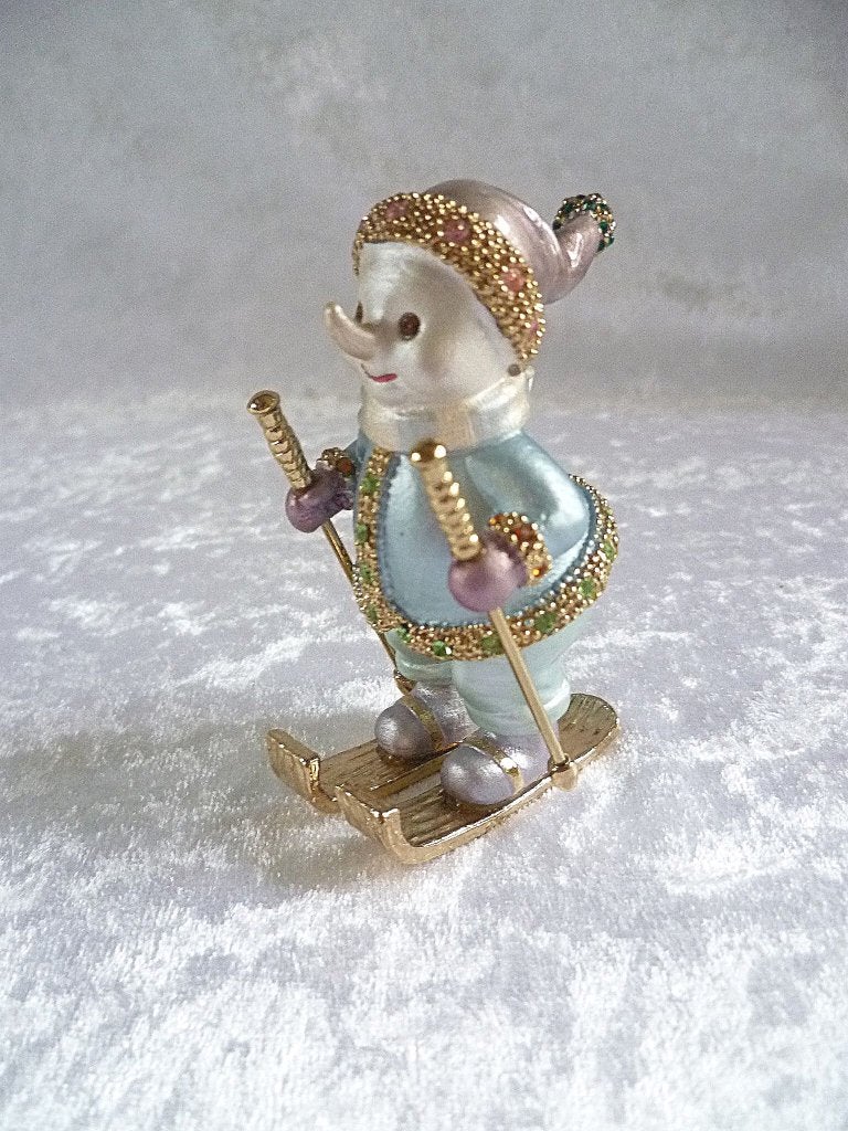 sieradendoosje~skiënde sneeuwpop (Fabergé-stijl)... *nieuw*, Verzamelen, Verzenden, Nieuw, Overige typen