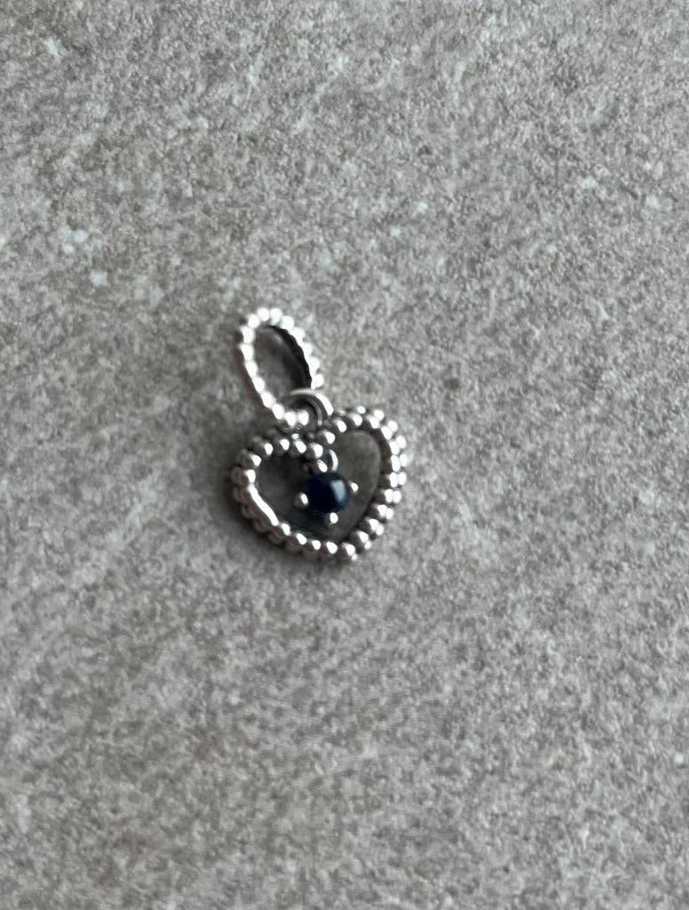 Pandora bedel, blauw hartje,, Ophalen of Verzenden, Zo goed als nieuw, Zilver, Pandora