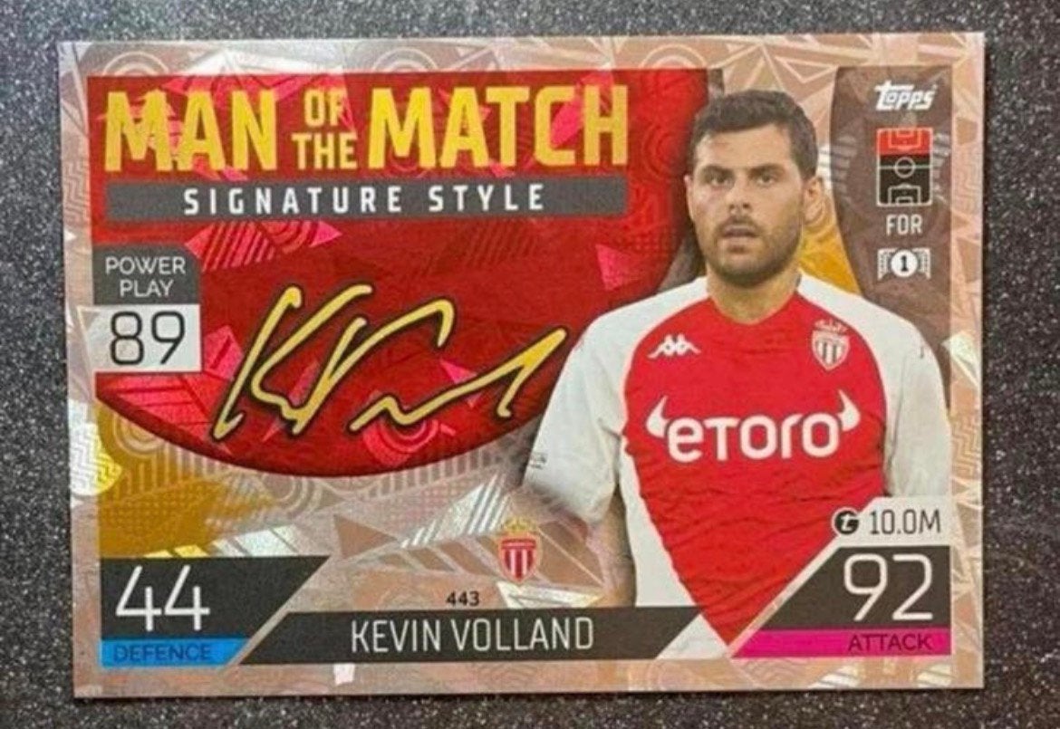 Topps MA 22/23  MotM SIGNATURE STYLE   VOLLAND  AS MONACO FC, Verzenden, Zo goed als nieuw, Plaatje