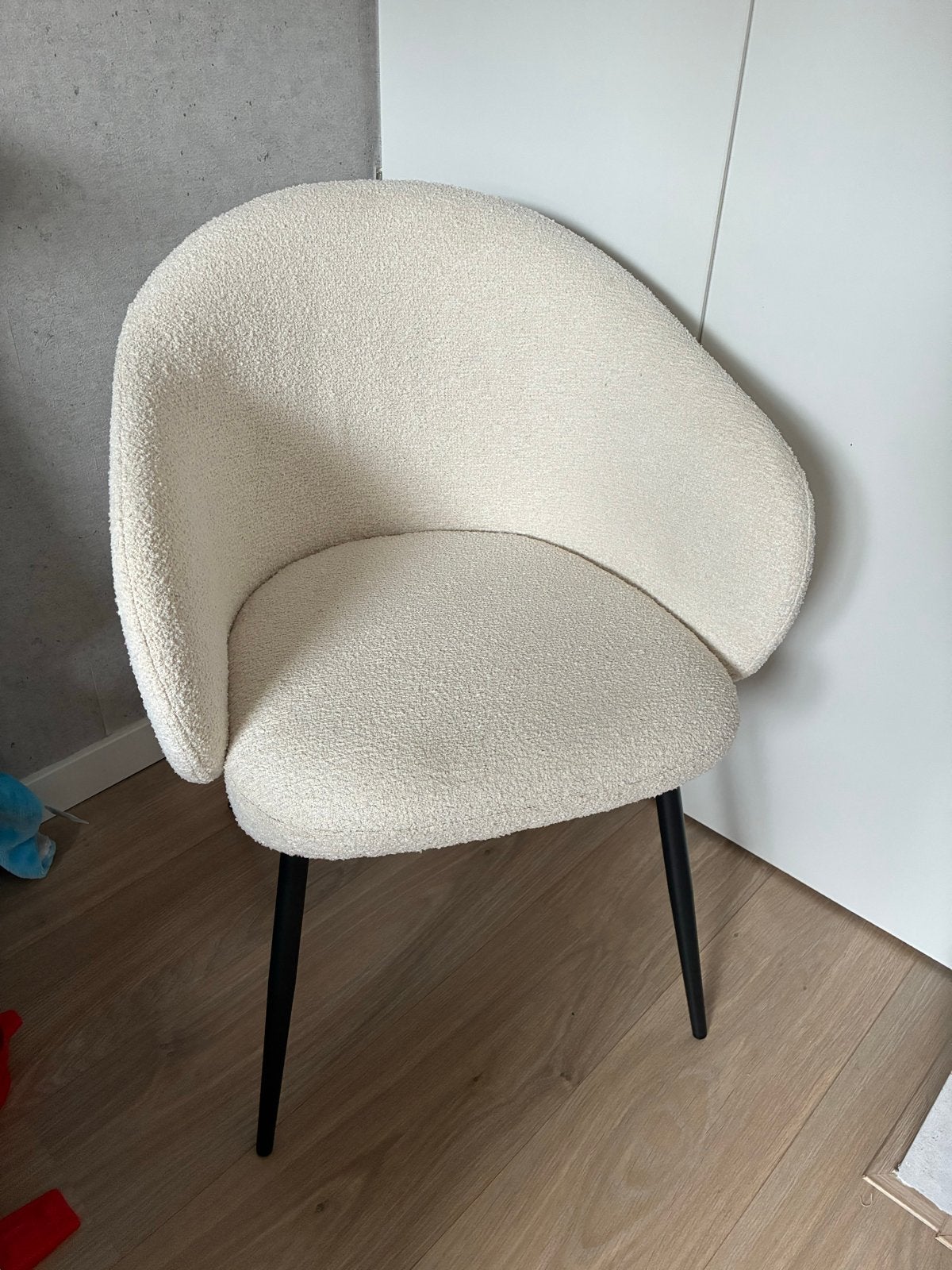 Crèmekleurige Bouclé Stoel - Zo goed als nieuw, Ophalen, Overige kleuren, Zo goed als nieuw, Eén