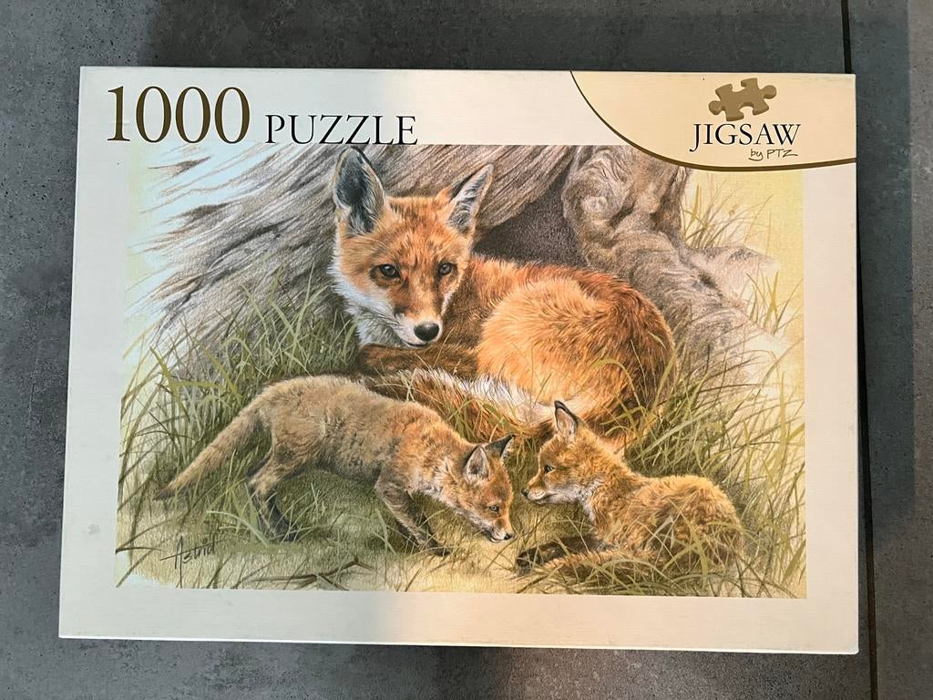 Jigsaw Puzzel 1000 stukjes - Vossen familie, Ophalen, 500 t/m 1500 stukjes, Gebruikt, Legpuzzel