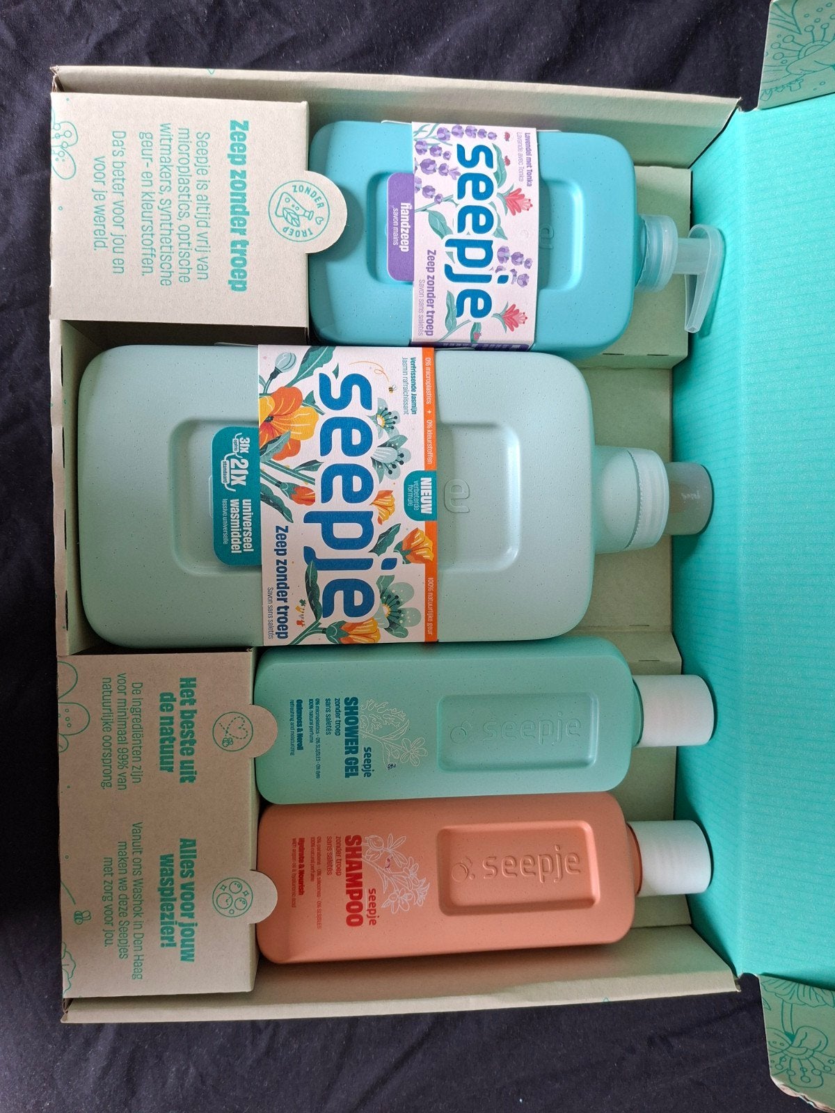 Seepje pakket: wasmiddel, allesreiniger, shampoo, douchegel, Sieraden, Tassen en Uiterlijk, Uiterlijk | Lichaamsverzorging, Ophalen of Verzenden