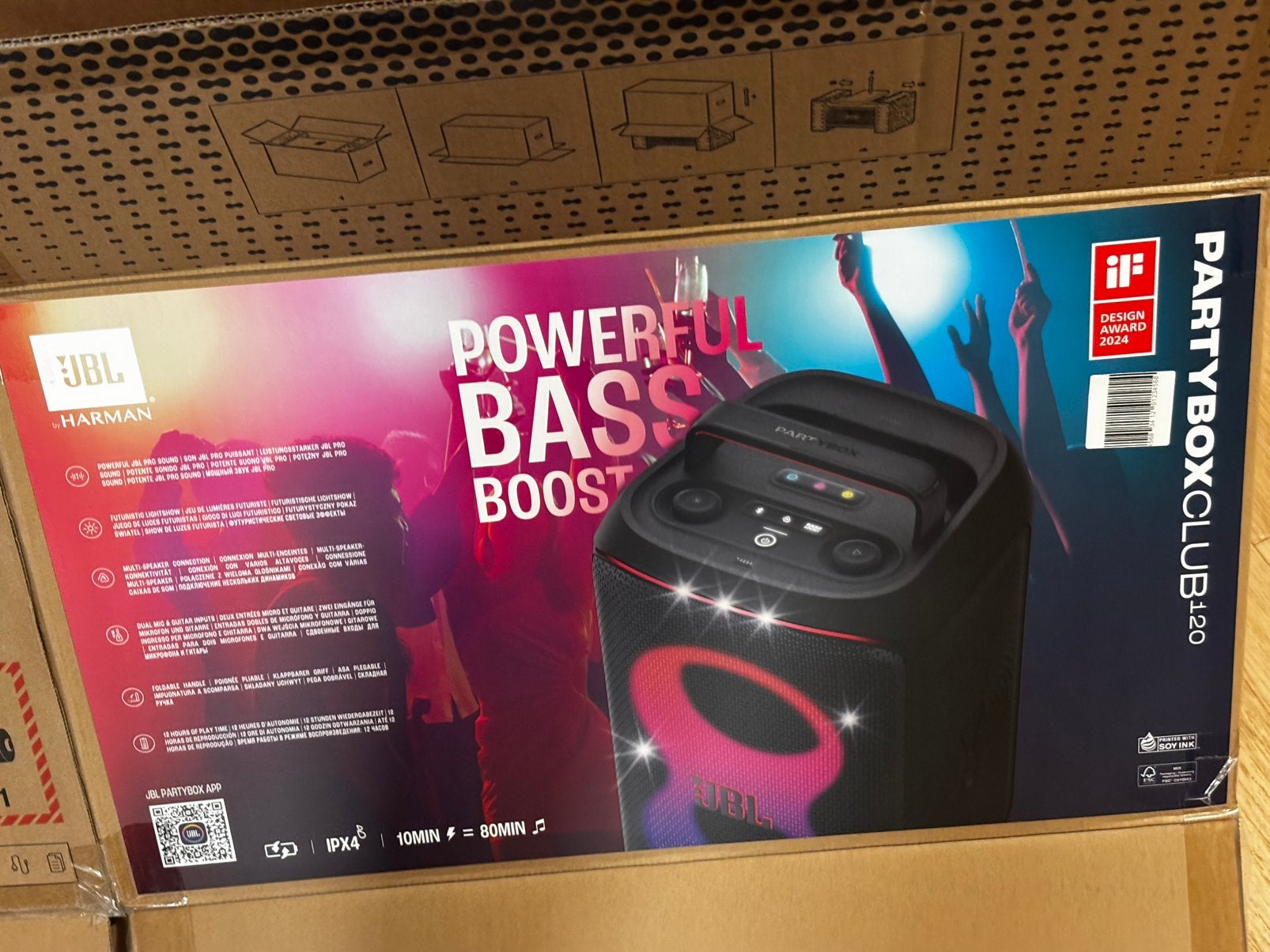 Jbl partybox 120 met draadloos mic aankoop datum 23-08-2025
