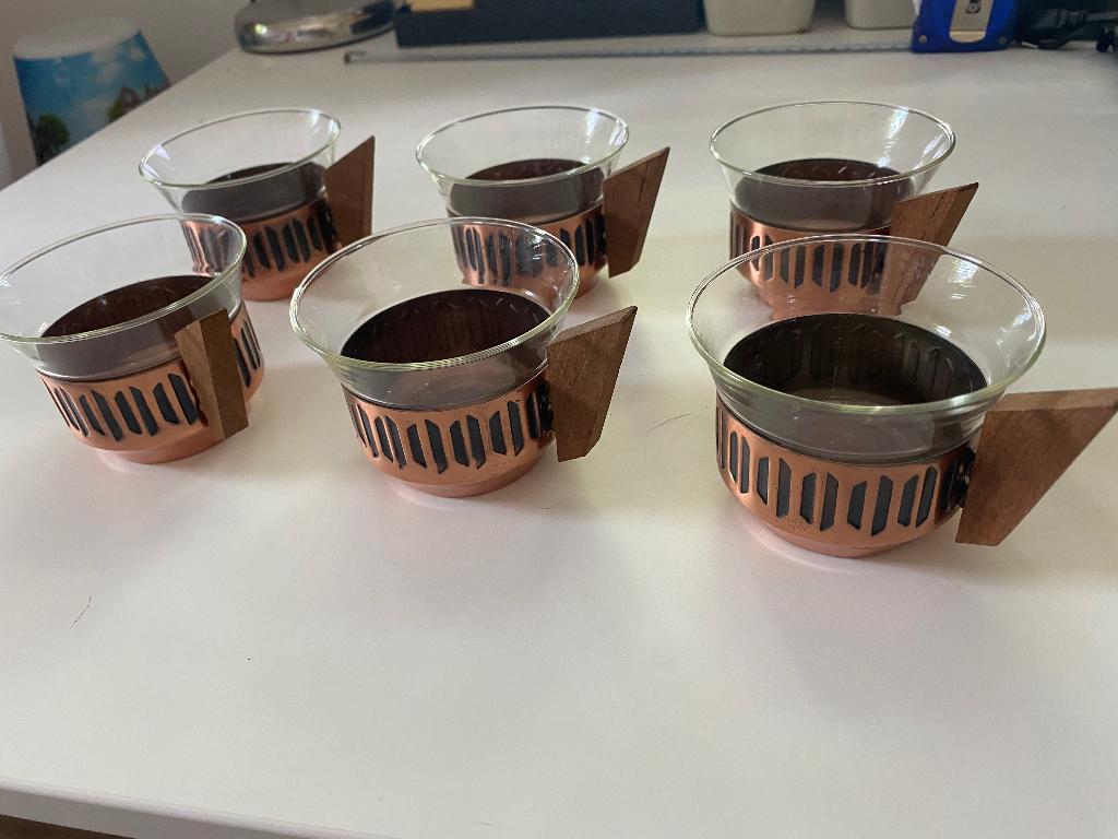theeglazen koper/ glas van Schott Mainz, Ophalen of Verzenden, Gebruikt, Overige typen